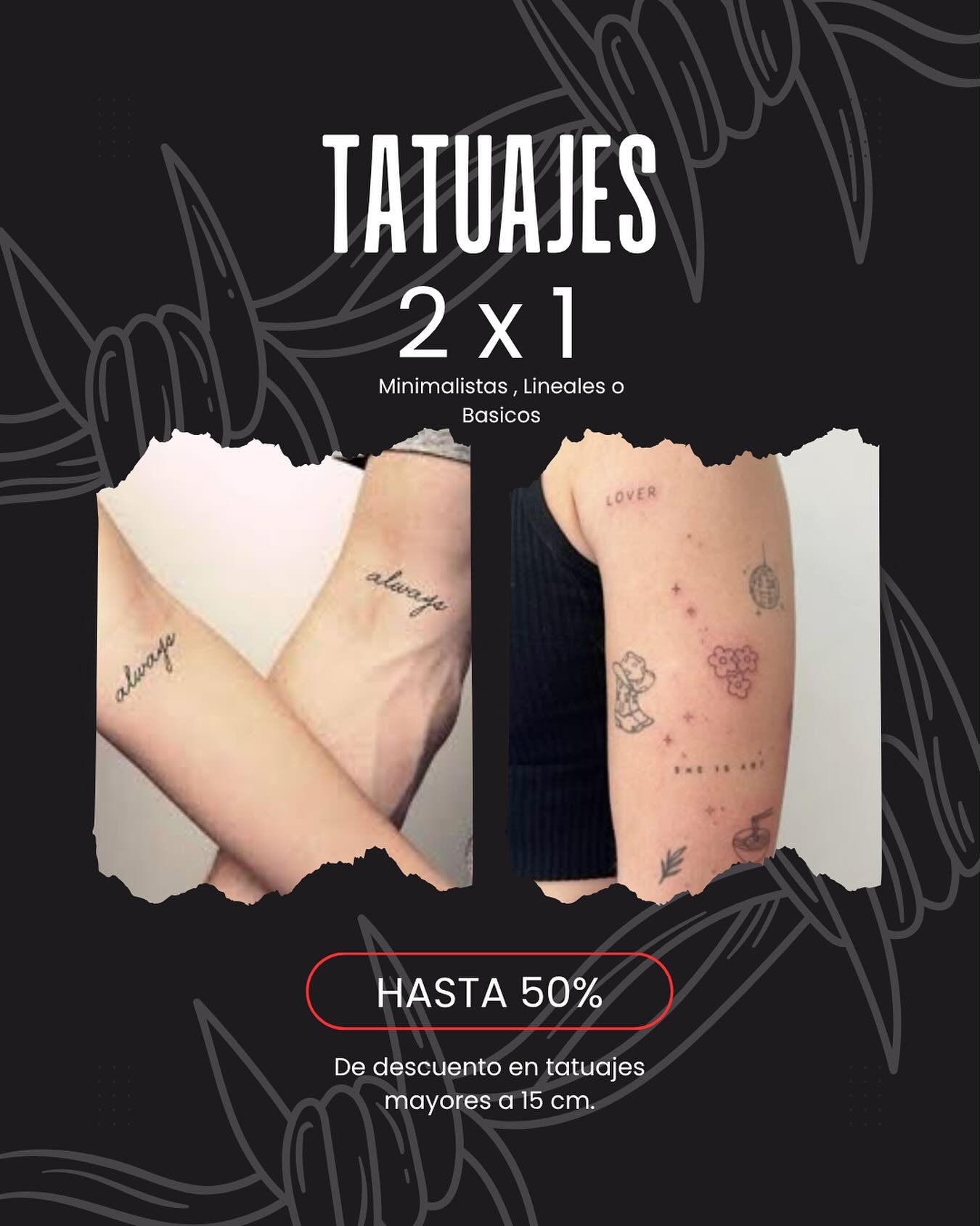 2x1 en tatuajes – 180 Bs